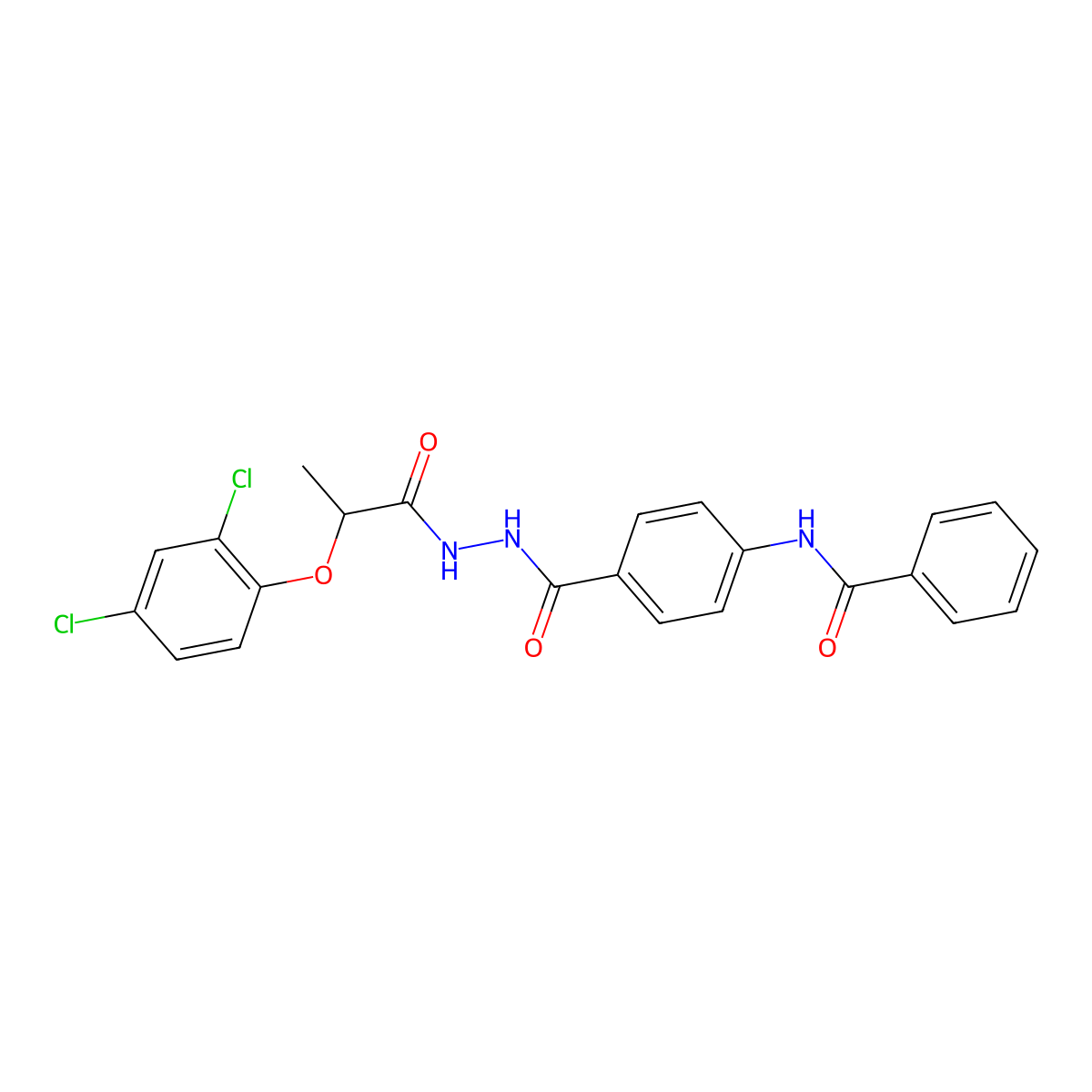 N-[4-[[2-(2,4-dichlorophenoxy)propanoylamino]carbamoyl]phenyl]benzamide molecular structure, CAS 651709-63-6