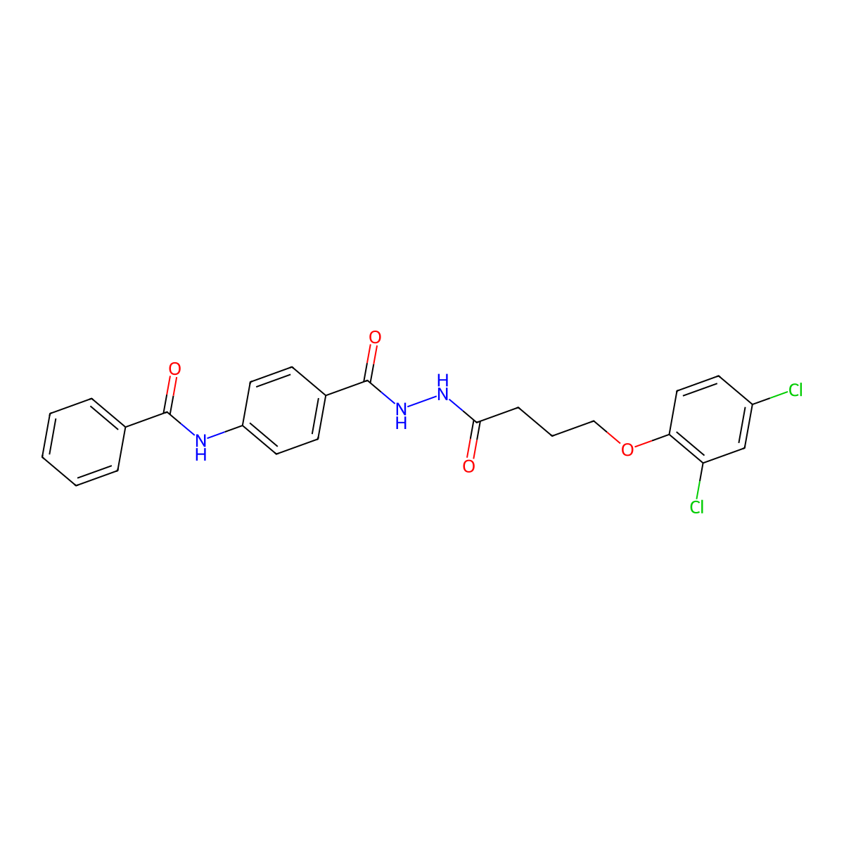 N-[4-({2-[4-(2,4-dichlorophenoxy)butanoyl]hydrazino}carbonyl)phenyl]benzamide molecular structure, CAS 651709-64-7