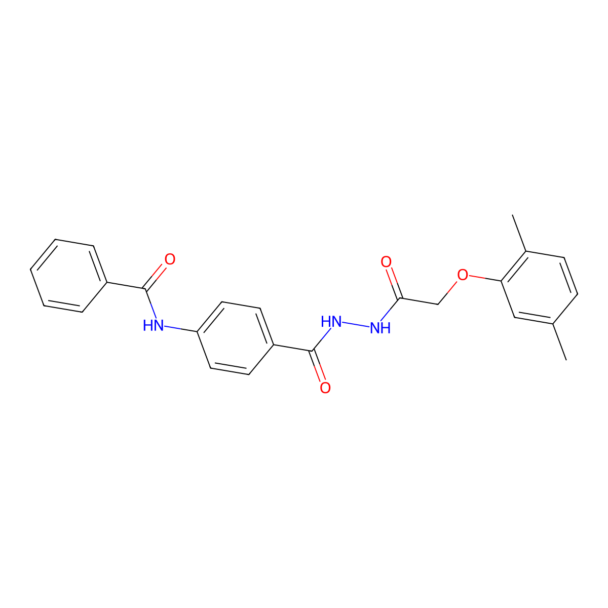 N-[4-[[[2-(2,5-dimethylphenoxy)acetyl]amino]carbamoyl]phenyl]benzamide molecular structure, CAS 651709-83-0