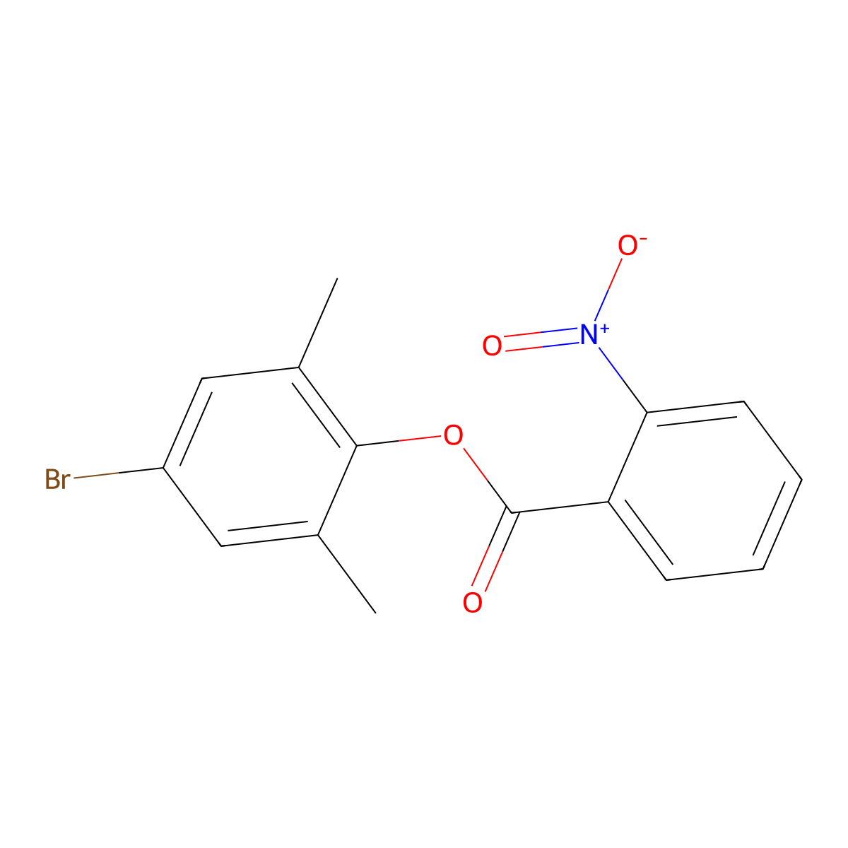 4-Bromo-2,6-dimethylphenyl 2-nitrobenzoate molecular structure, CAS 651710-71-3