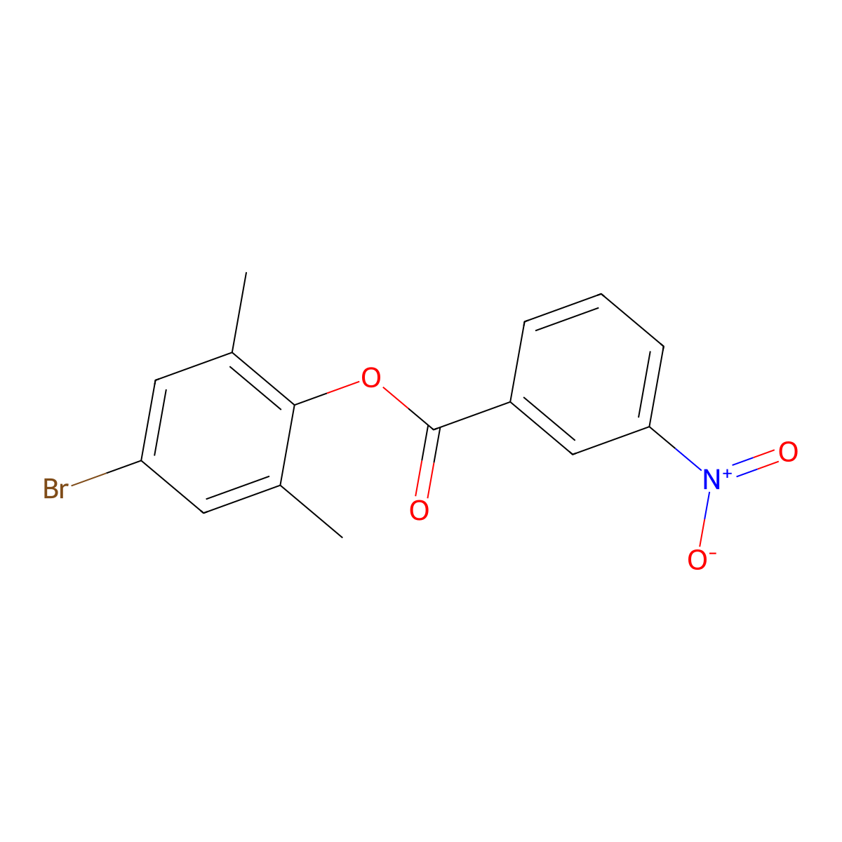 4-Bromo-2,6-dimethylphenyl 3-nitrobenzoate molecular structure, CAS 651710-77-9