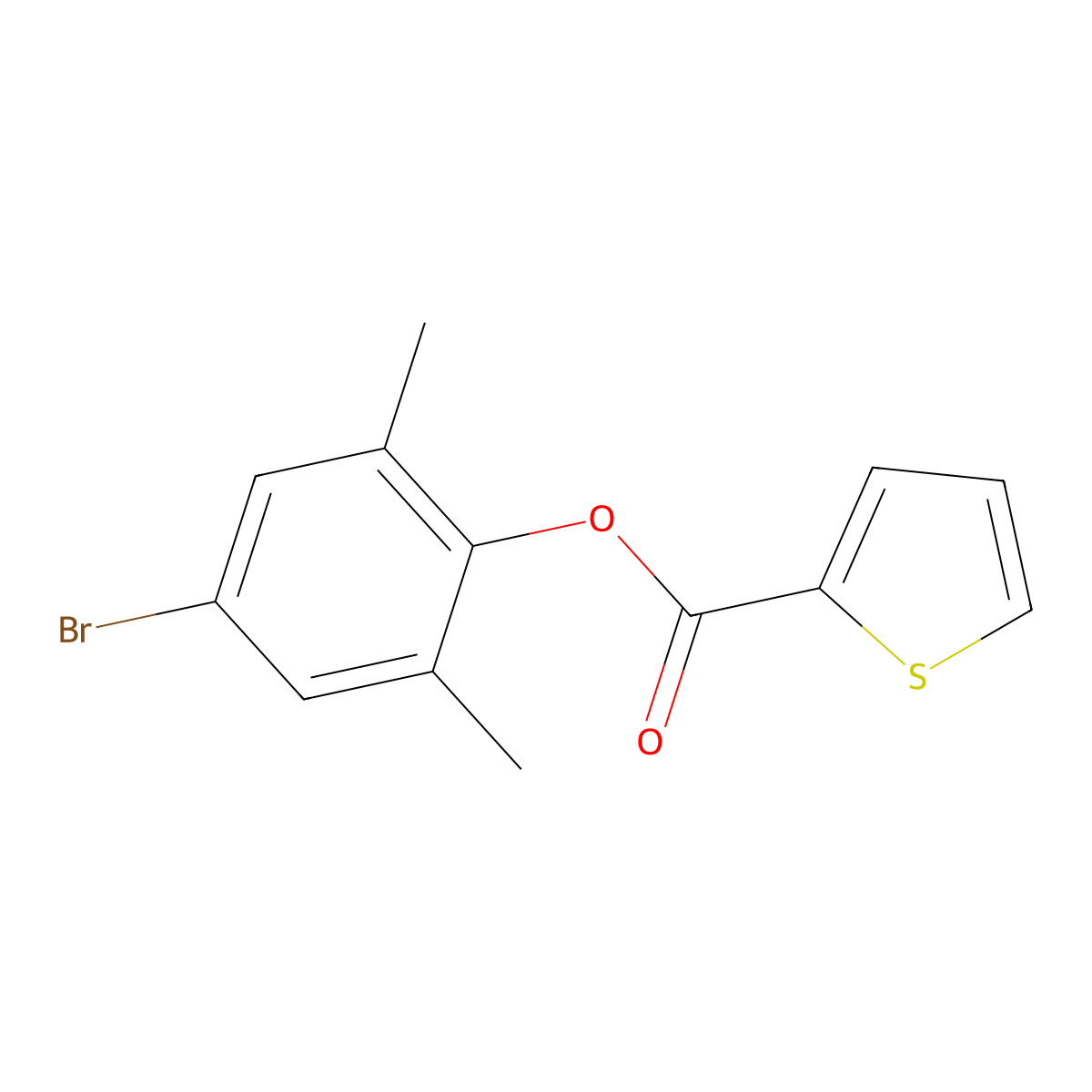 4-Bromo-2,6-dimethylphenyl 2-thiophenecarboxylate molecular structure, CAS 651710-80-4