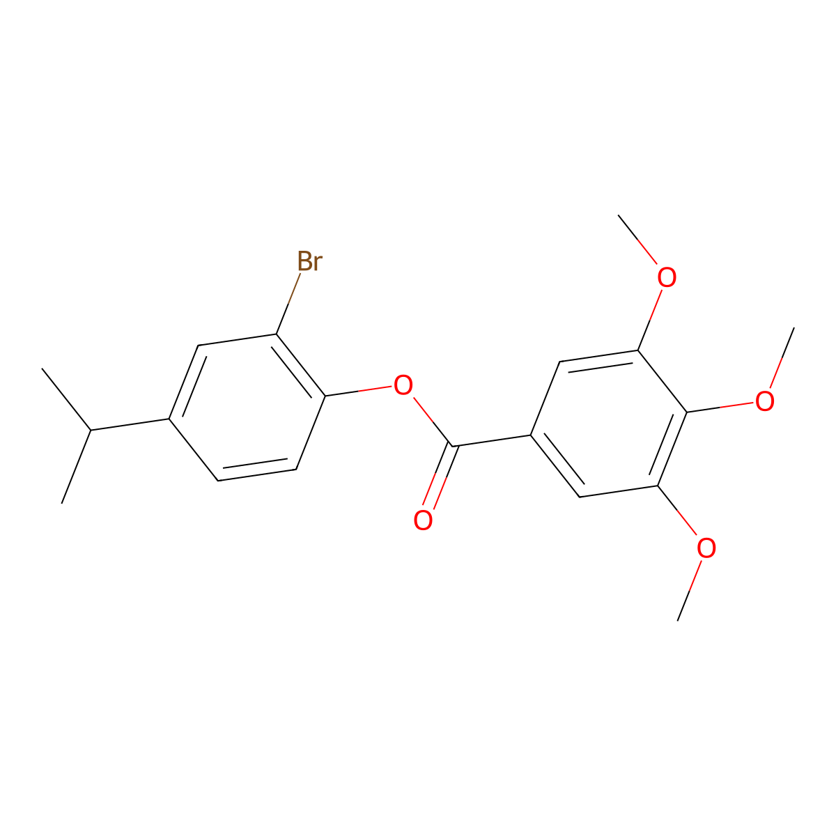 2-Bromo-4-isopropylphenyl 3,4,5-trimethoxybenzoate molecular structure, CAS 651711-36-3