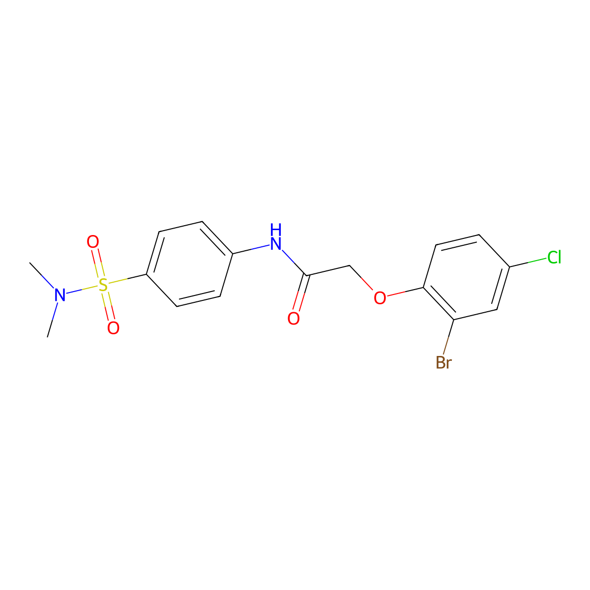 2-(2-bromo-4-chlorophenoxy)-N-{4-[(dimethylamino)sulfonyl]phenyl}acetamide molecular structure, CAS 651711-71-6