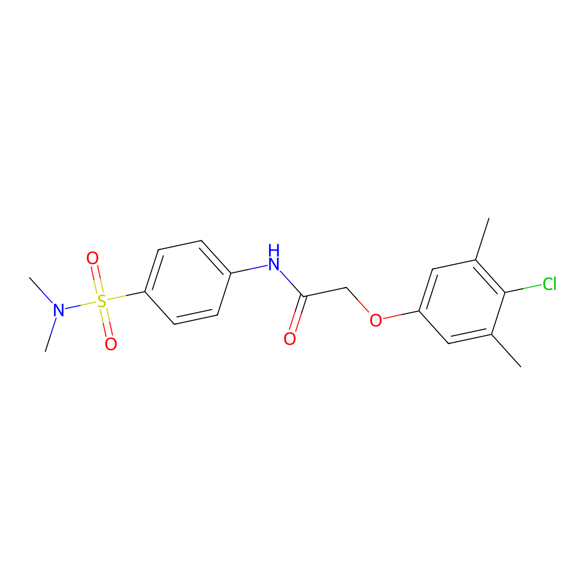 2-(4-chloro-3,5-dimethylphenoxy)-N-{4-[(dimethylamino)sulfonyl]phenyl}acetamide molecular structure, CAS 651711-72-7