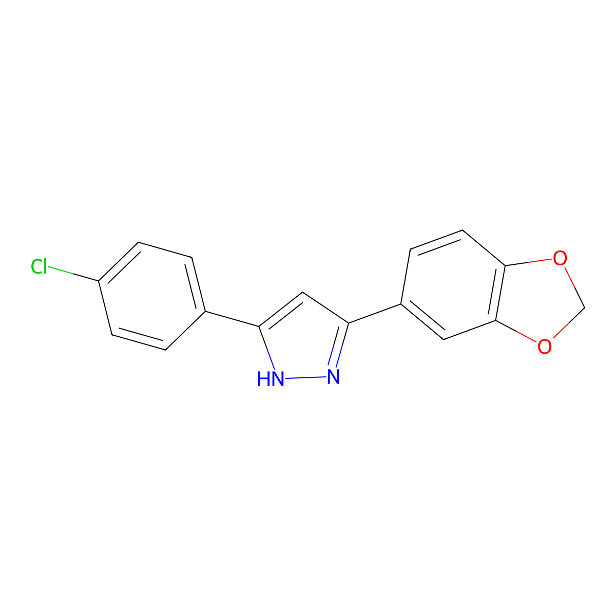 3-(2H-1,3-Benzodioxol-5-yl)-5-(4-chlorophenyl)-1H-pyrazole molecular structure, CAS 651717-17-8