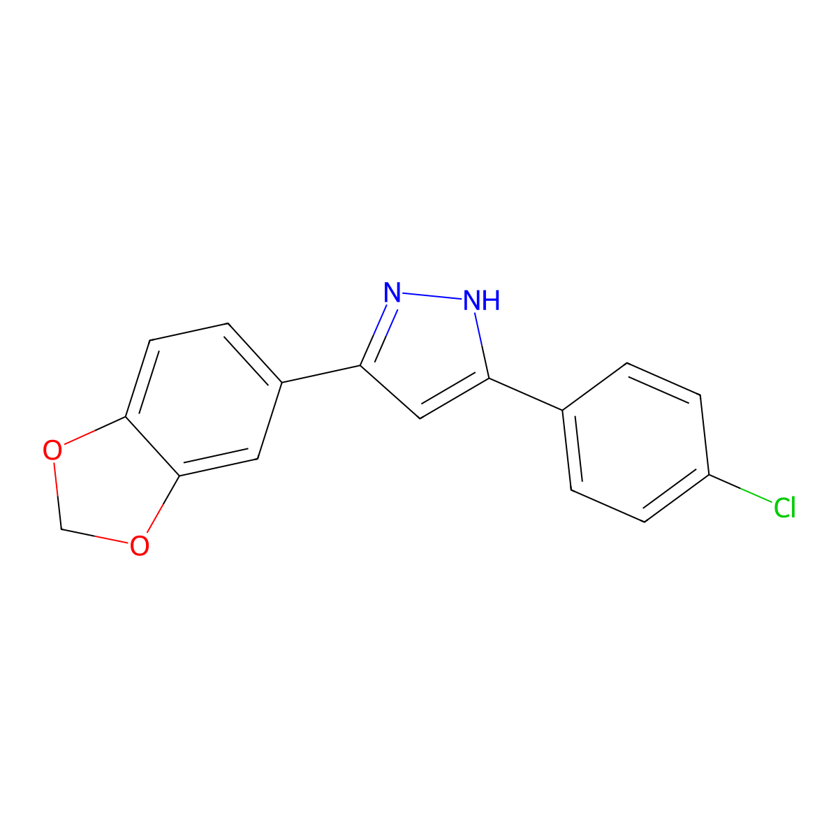 3-(2H-1,3-Benzodioxol-5-yl)-5-(4-chlorophenyl)-1H-pyrazole molecular structure, CAS 651717-17-8