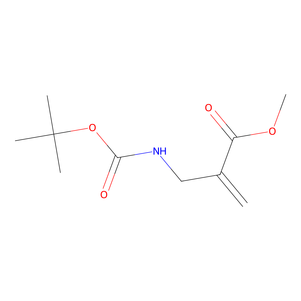 Methyl 2-((((tert-butoxy)carbonyl)amino)methyl)prop-2-enoate molecular structure, CAS 651724-25-3