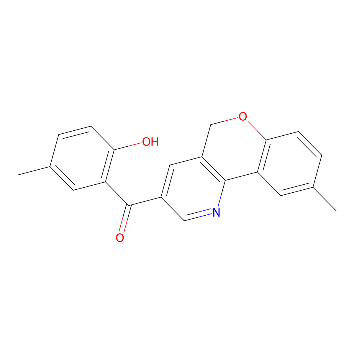 (2-hydroxy-5-methylphenyl)(9-methyl-5H-chromeno[4,3-b]pyridin-3-yl)methanone molecular structure, CAS 651727-48-9
