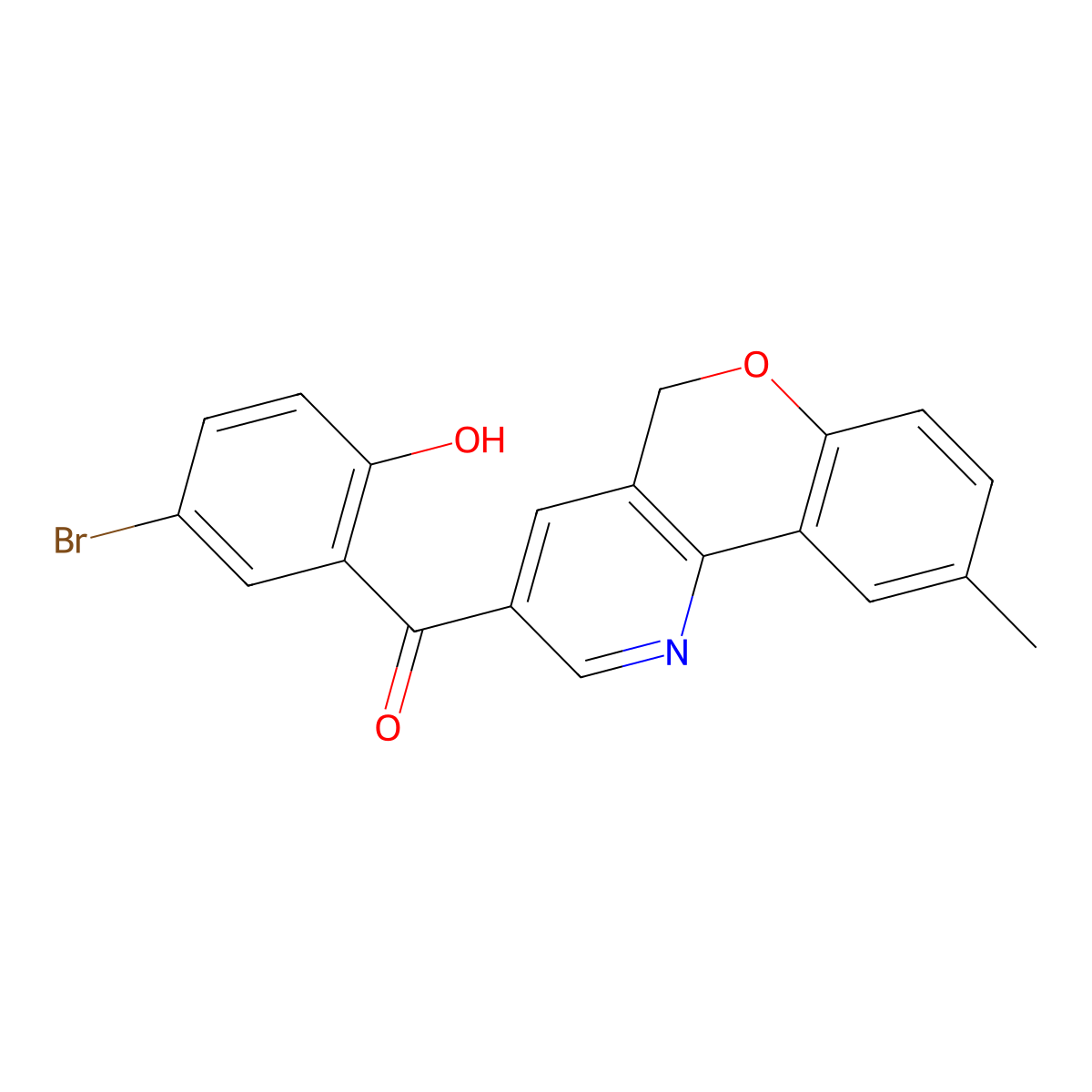 (5-bromo-2-hydroxyphenyl)(9-methyl-5H-chromeno[4,3-b]pyridin-3-yl)methanone molecular structure, CAS 651727-49-0
