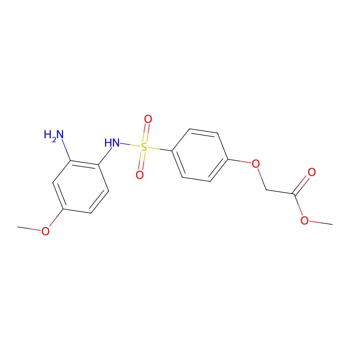 Methyl (4-{[(2-Amino-4-methoxyphenyl)amino]sulphonyl}phenoxy)acetate molecular structure, CAS 651729-59-8