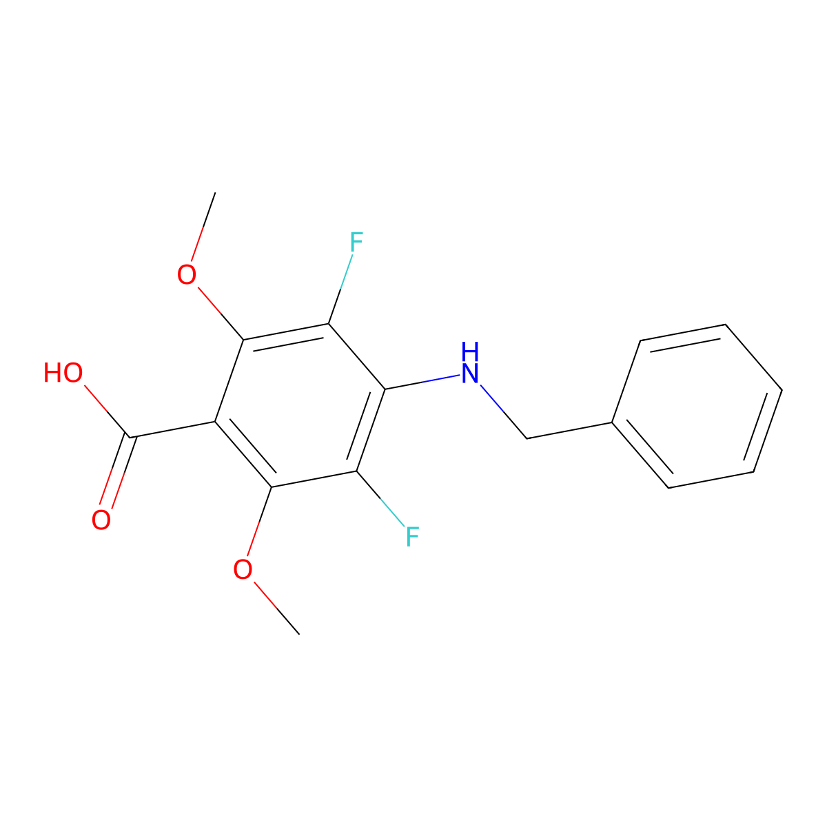 4-(Benzylamino)-3,5-difluoro-2,6-dimethoxybenzoic acid molecular structure, CAS 651734-52-0