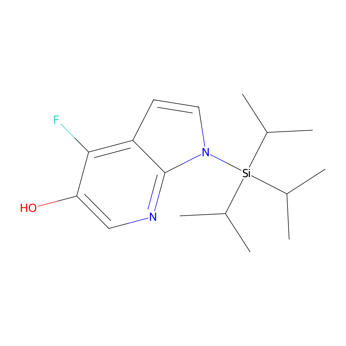 1H-Pyrrolo[2,3-B]pyridin-5-OL, 4-fluoro-1-[tris(1-methylethyl)silyl]- molecular structure, CAS 651744-22-8