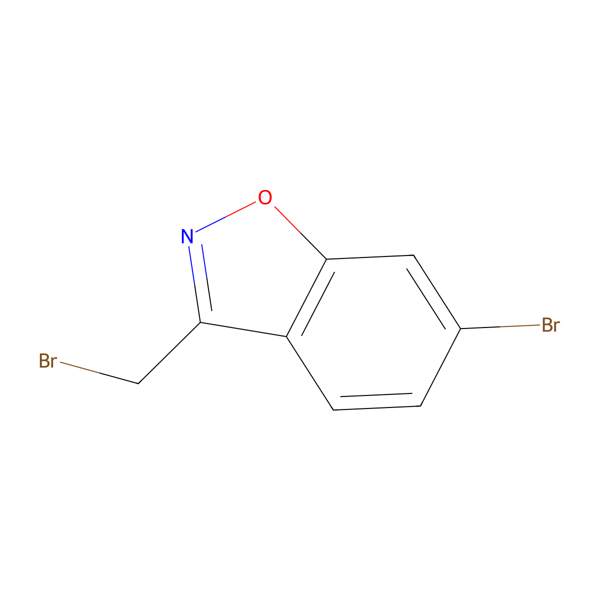 1,2-Benzisoxazole, 6-bromo-3-(bromomethyl)- molecular structure, CAS 651780-00-6