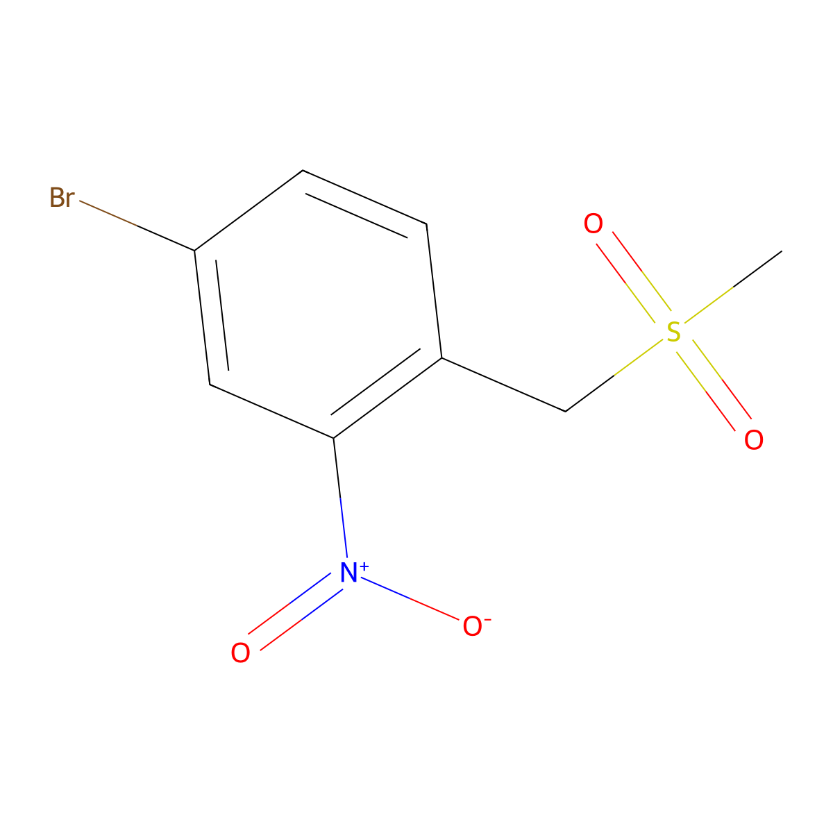 Benzene, 4-bromo-1-[(methylsulfonyl)methyl]-2-nitro- molecular structure, CAS 651780-41-5