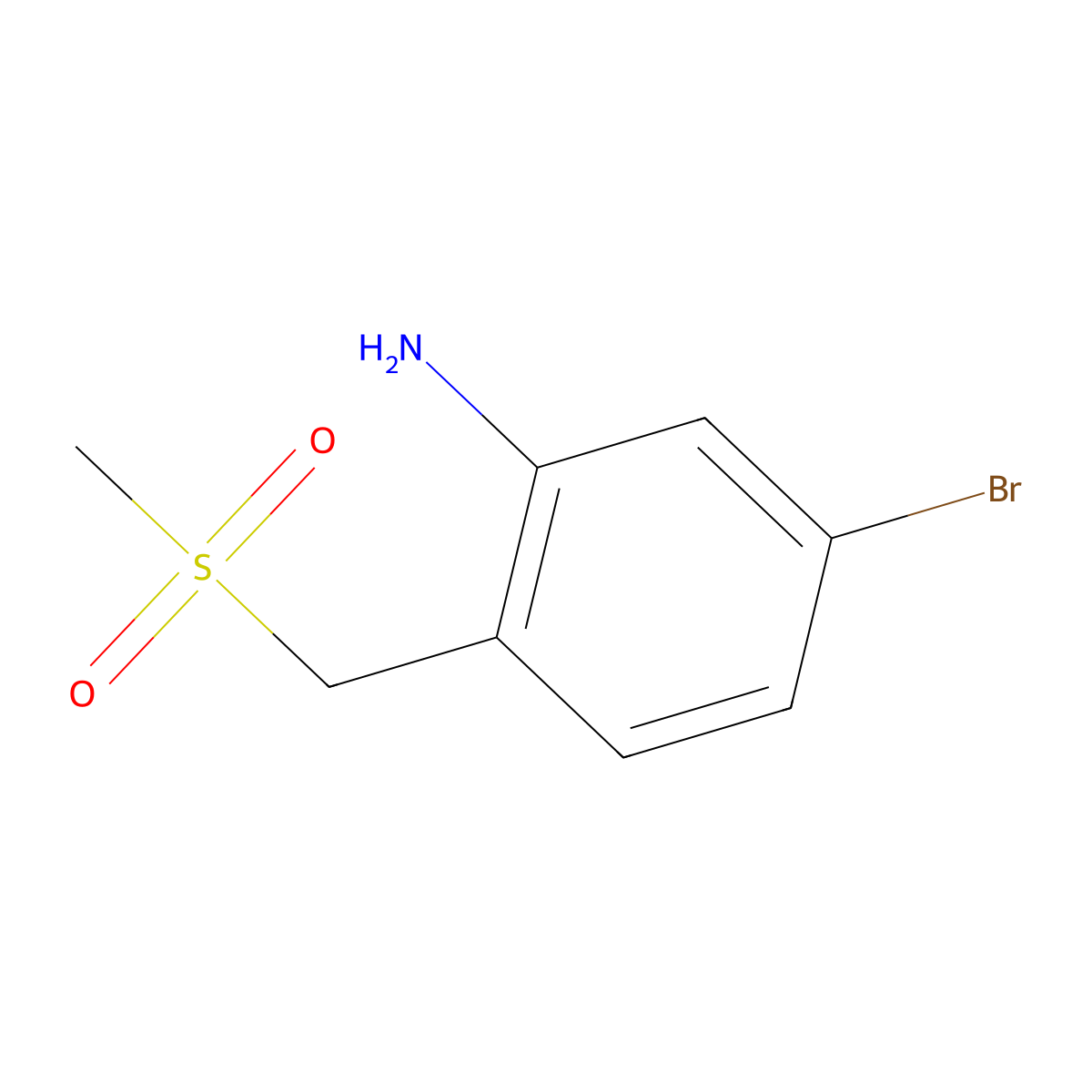 Benzenamine, 5-bromo-2-[(methylsulfonyl)methyl]- molecular structure, CAS 651780-42-6