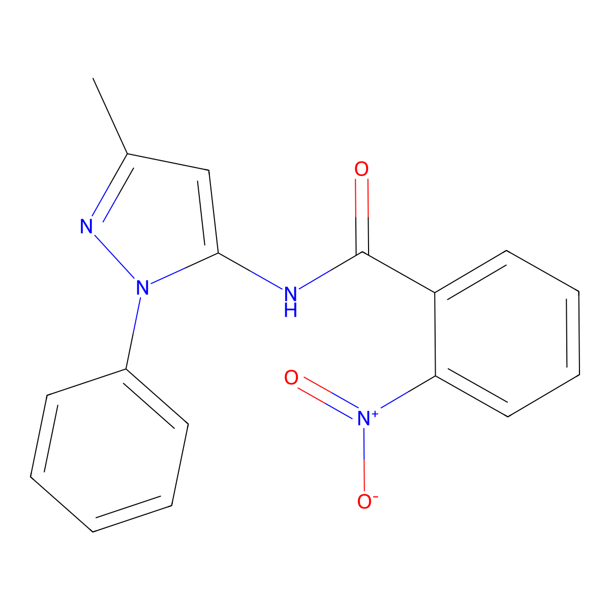 Benzamide, N-(3-methyl-1-phenyl-1H-pyrazol-5-yl)-2-nitro- molecular structure, CAS 65183-07-5