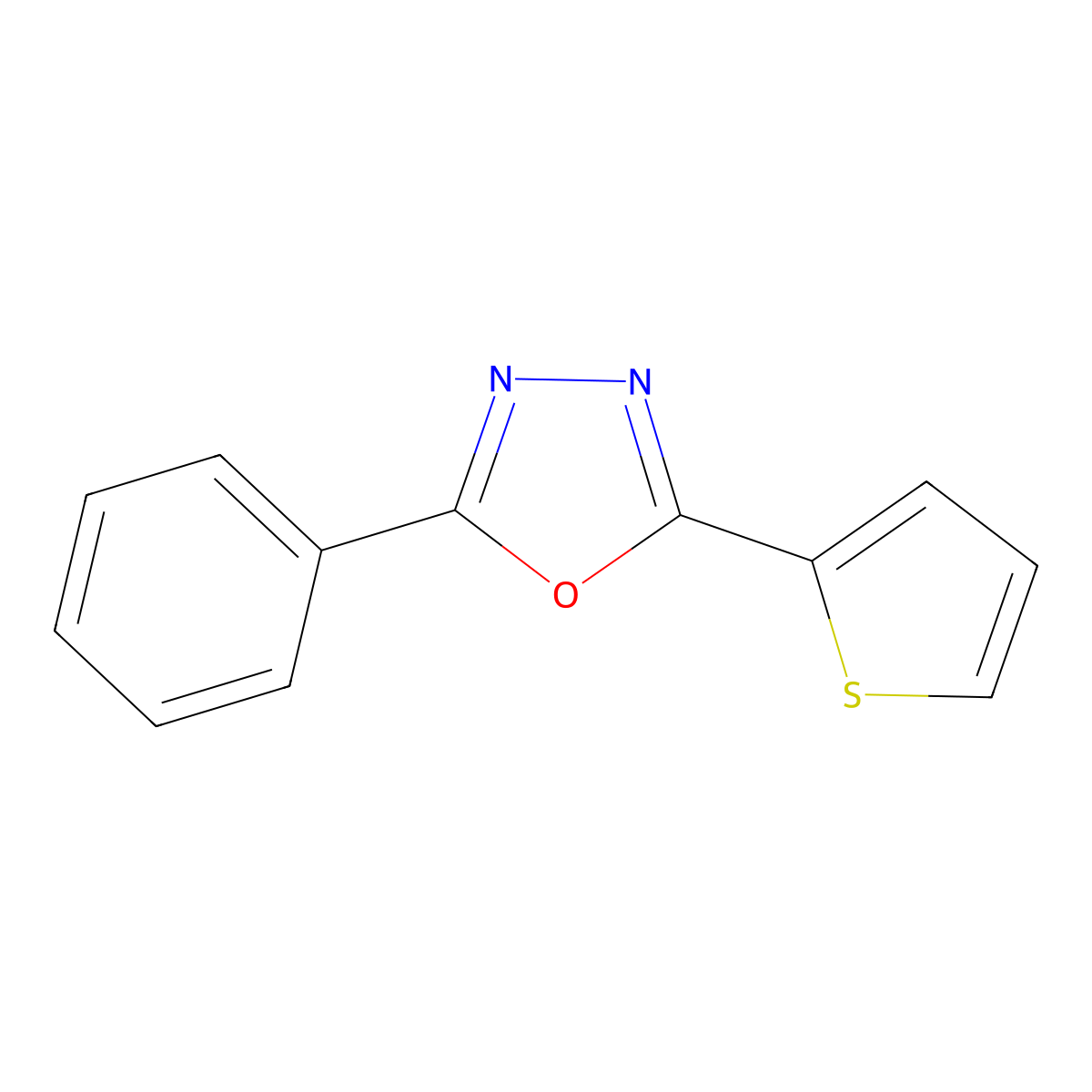 2-Phenyl-5-(thiophen-2-yl)-1,3,4-oxadiazole molecular structure, CAS 65183-21-3