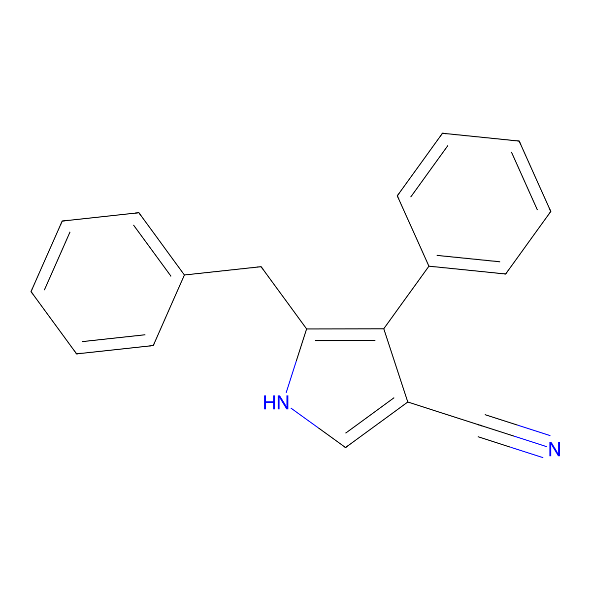 5-Benzyl-4-phenyl-pyrrole-3-carbonitrile molecular structure, CAS 65185-10-6