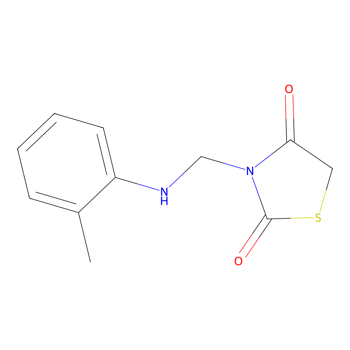 2,4-Thiazolidinedione, 3-[[(2-methylphenyl)amino]methyl]- molecular structure, CAS 65191-58-4