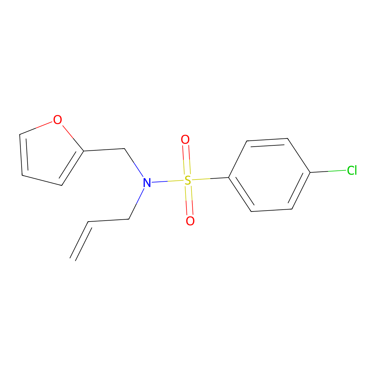 N-allyl-4-chloro-N-(2-furylmethyl)benzenesulfonamide molecular structure, CAS 65193-49-9