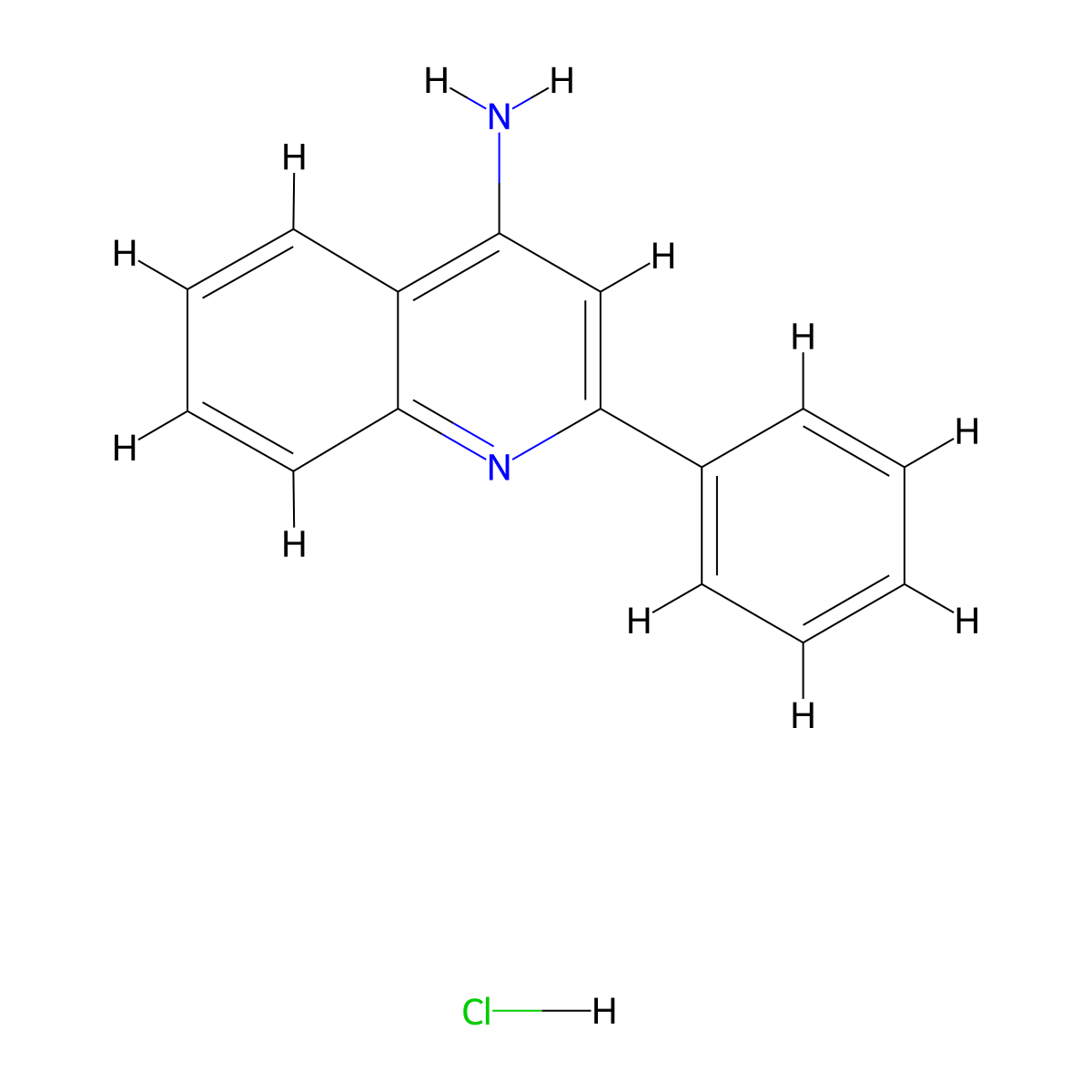 2-Phenylquinolin-4-amine hydrochloride molecular structure, CAS 65197-47-9