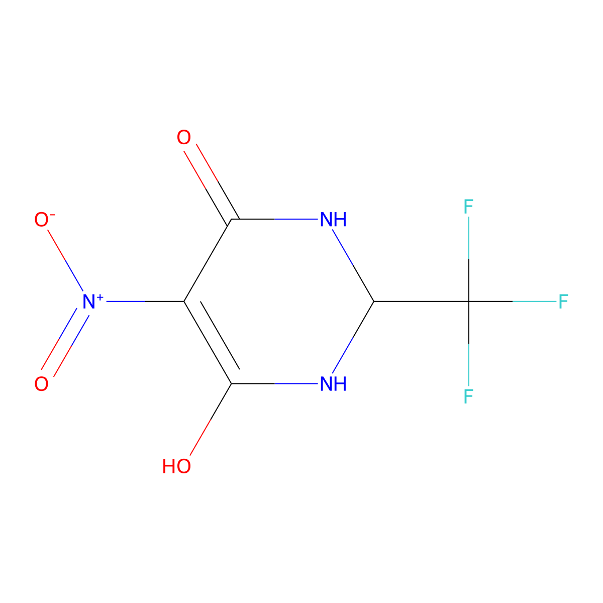 5-Nitro-2-(trifluoromethyl)-1,2-dihydropyrimidine-4,6-diol molecular structure, CAS 652-62-0