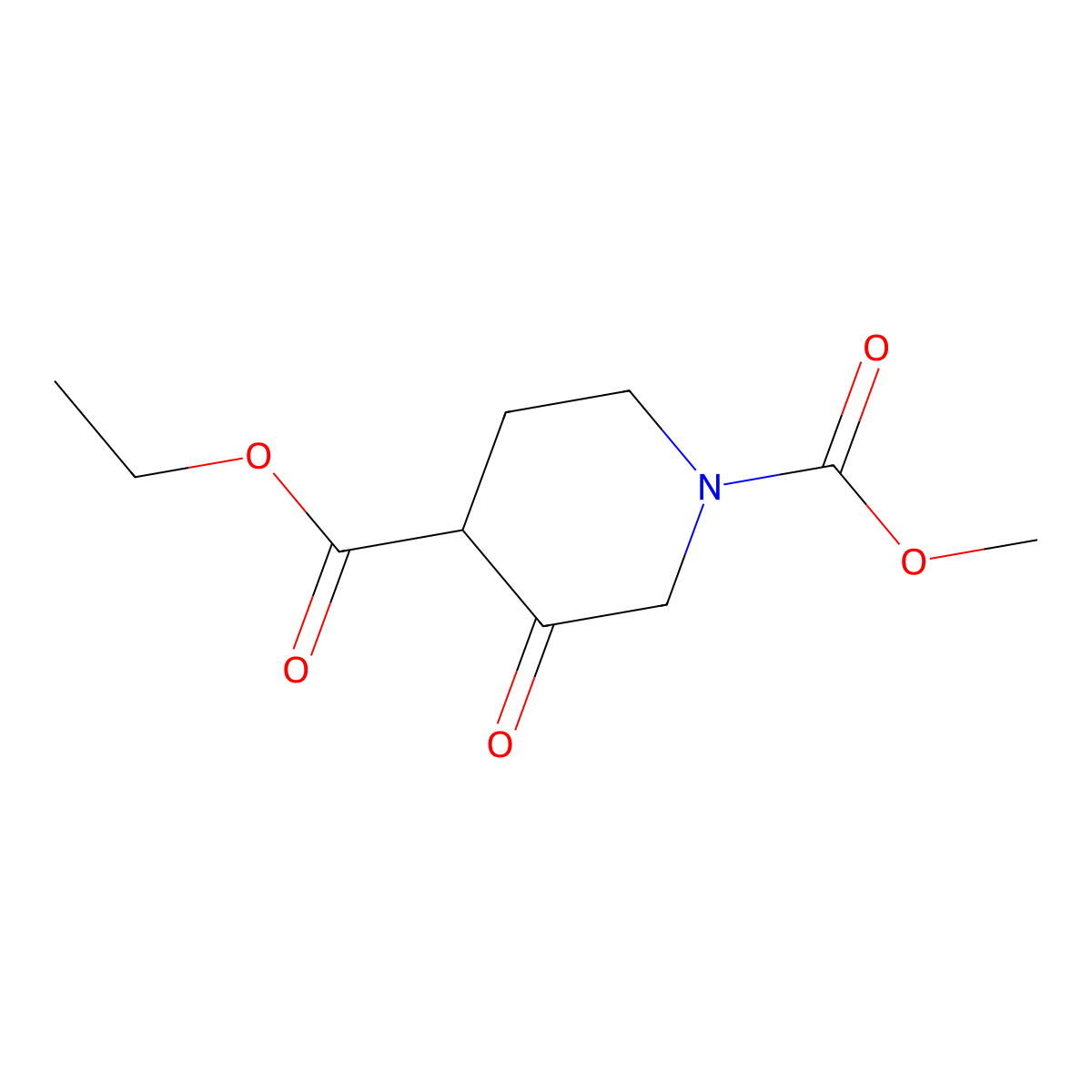 4-Ethyl 1-methyl 3-oxopiperidine-1,4-dicarboxylate molecular structure, CAS 65202-59-7