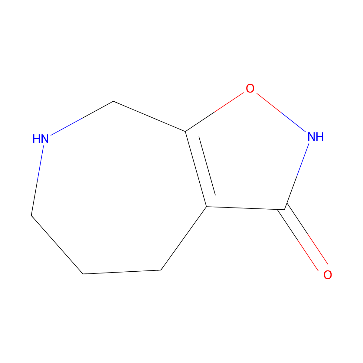 2H,3H,4H,5H,6H,7H,8H-[1,2]oxazolo[5,4-c]azepin-3-one molecular structure, CAS 65202-67-7