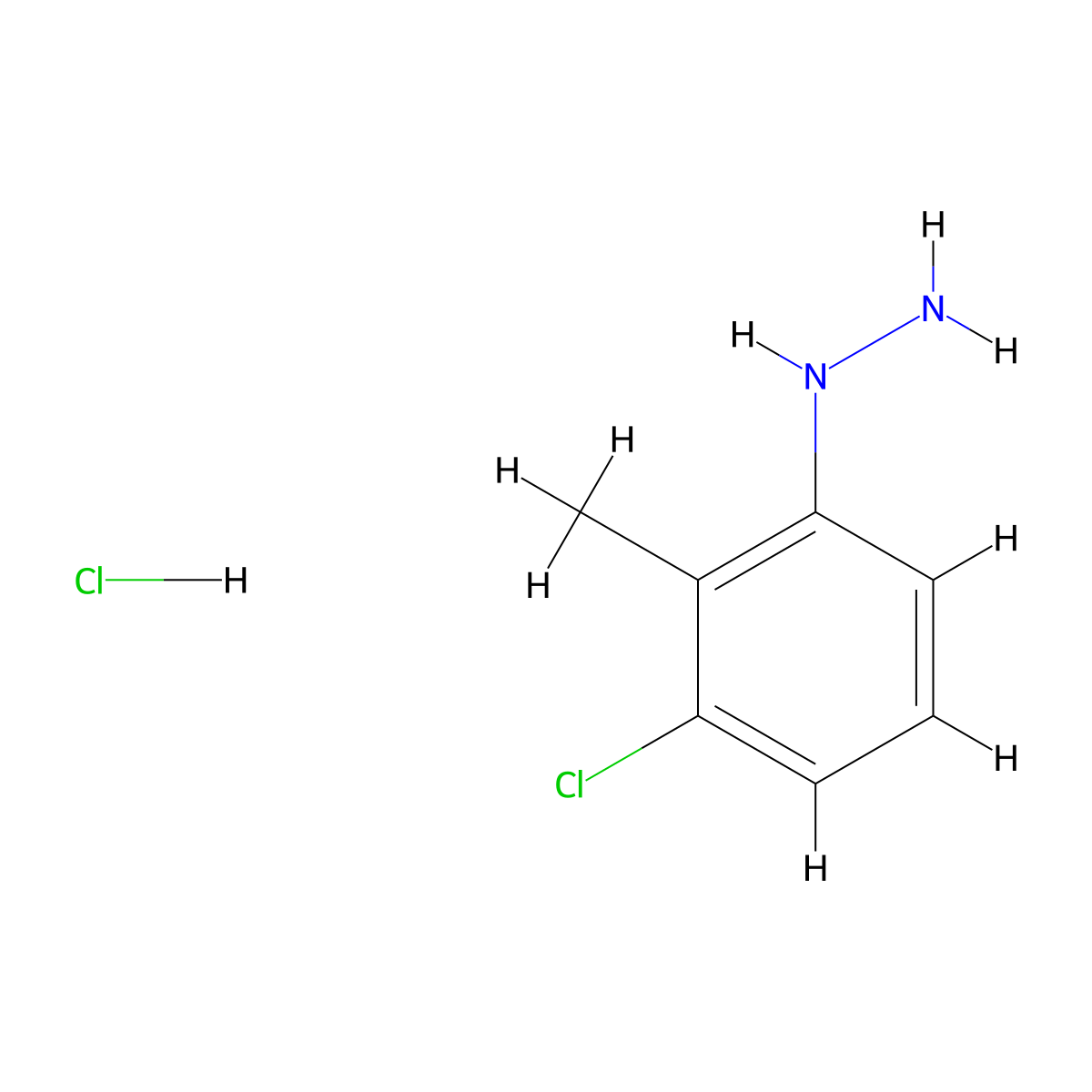 (3-Chloro-2-methylphenyl)hydrazine hydrochloride molecular structure, CAS 65208-12-0