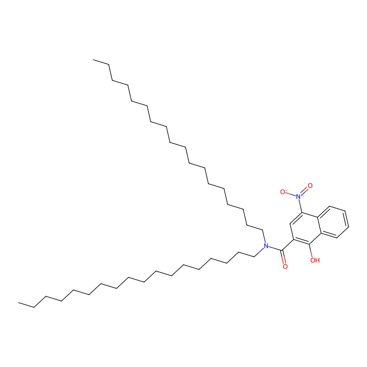 2-Naphthalenecarboxamide, 1-hydroxy-4-nitro-N,N-dioctadecyl- molecular structure, CAS 65208-16-4
