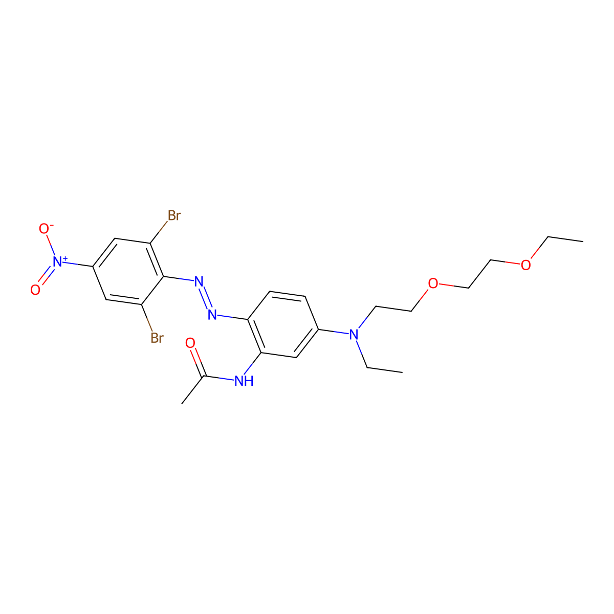 Acetamide, N-[2-[2-(2,6-dibromo-4-nitrophenyl)diazenyl]-5-[[2-(2-ethoxyethoxy)ethyl]ethylamino]phenyl]- molecular structure, CAS 65208-31-3