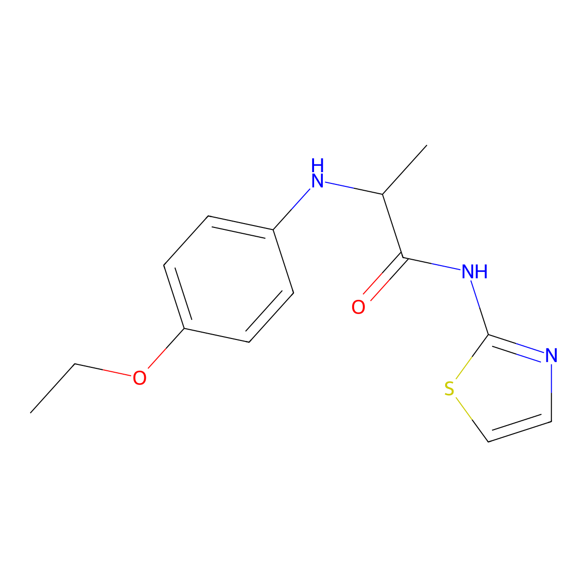 2-(4-Ethoxy-phenylamino)-N-thiazol-2-yl-propionamide molecular structure, CAS 6521-09-1