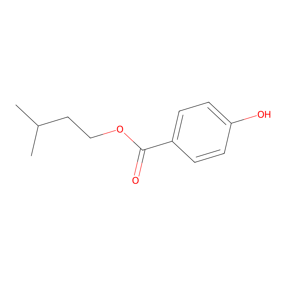 Isoamyl 4-hydroxybenzoate molecular structure, CAS 6521-30-8