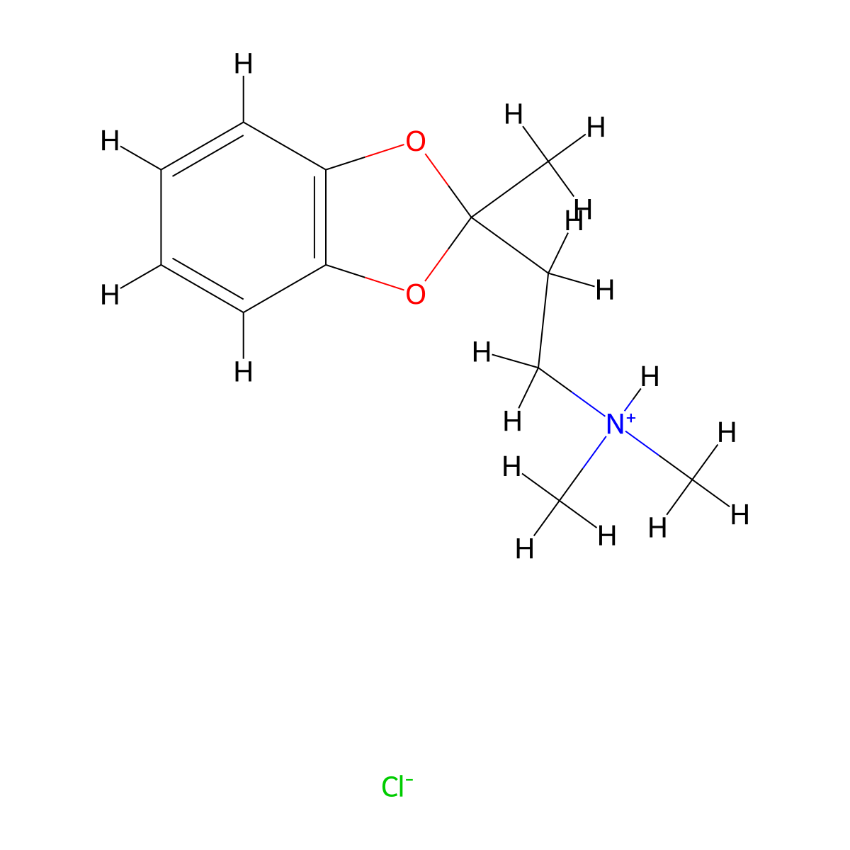 1,3-Benzodioxole, 2-(2-(dimethylamino)ethyl)-2-methyl-, hydrochloride molecular structure, CAS 65210-30-2