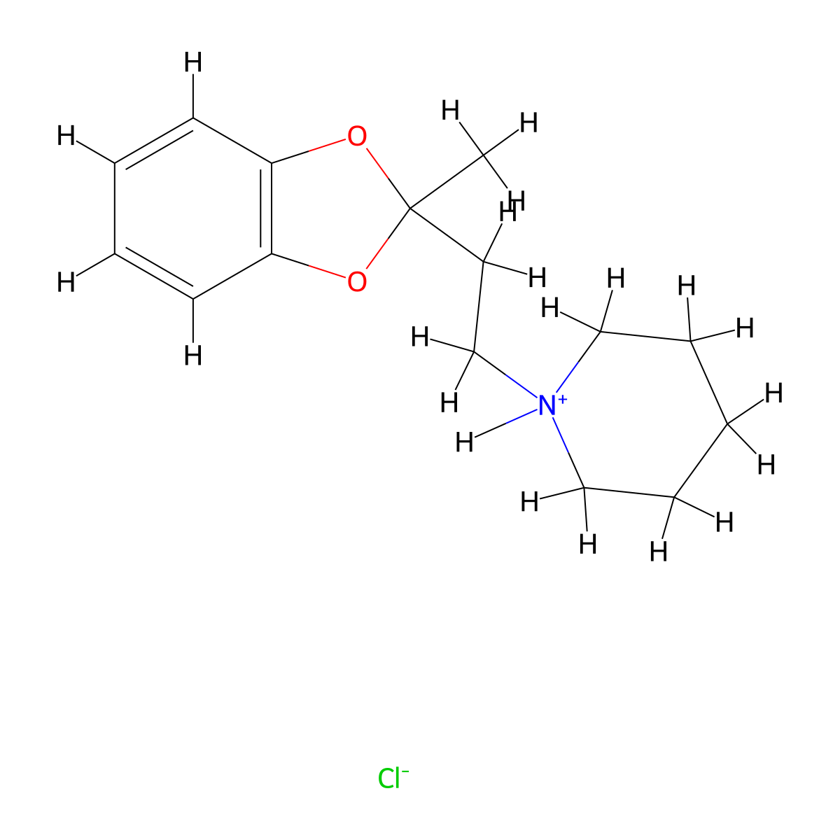 1,3-Benzodioxole, 2-methyl-2-(2-piperidinoethyl)-, hydrochloride molecular structure, CAS 65210-33-5