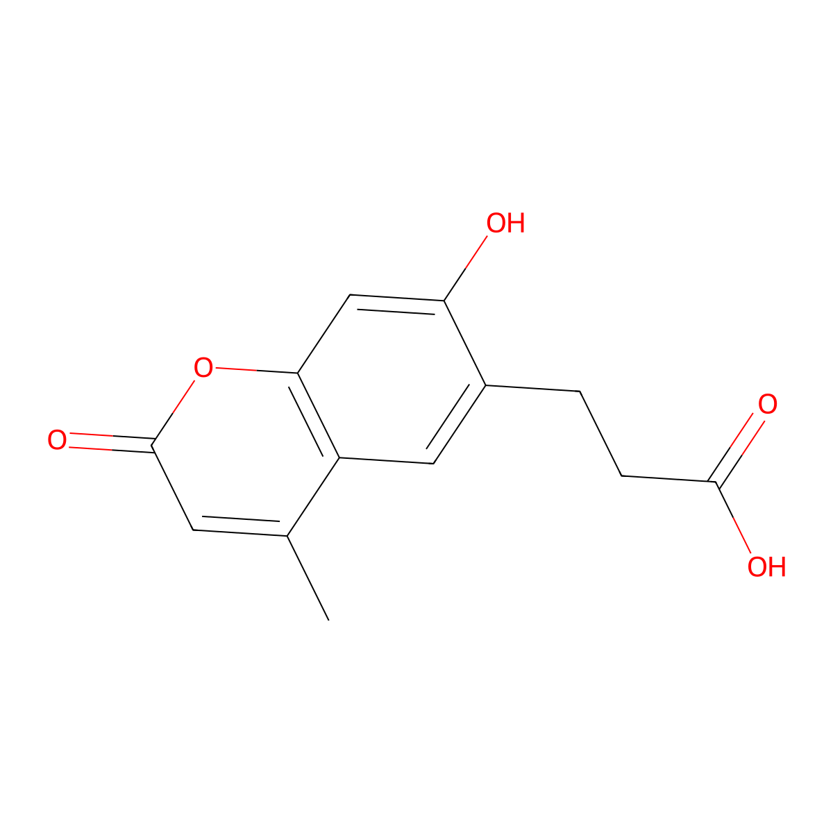3-(7-hydroxy-4-methyl-2-oxo-2H-chromen-6-yl)propanoic acid molecular structure, CAS 65210-82-4
