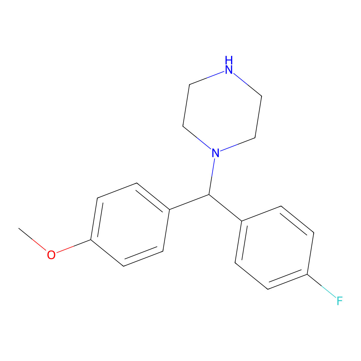 1-[(4-Fluorophenyl)(4-methoxyphenyl)methyl]piperazine molecular structure, CAS 65214-80-4