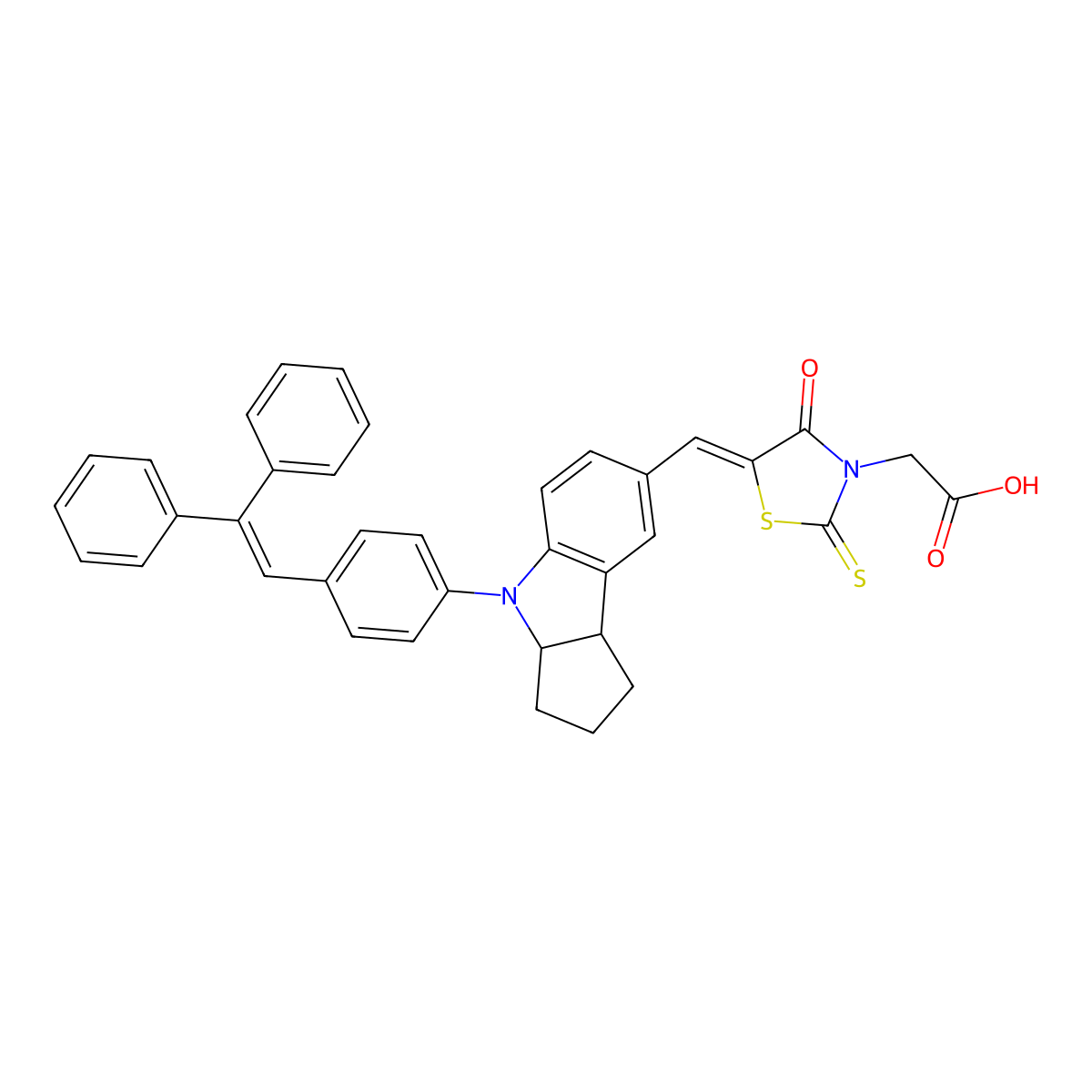 [(5Z)-5-({4-[4-(2,2-Diphenylethenyl)phenyl]-1,2,3,3a,4,8b-hexahydrocyclopenta[b]indol-7-yl}methylidene)-4-oxo-2-sulfanylidene-1,3-thiazolidin-3-yl]acetic acid molecular structure, CAS 652145-28-3