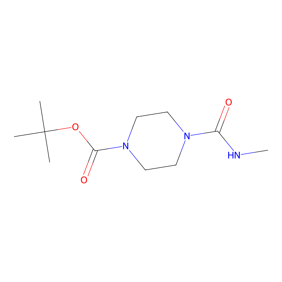 Tert-butyl 4-(methylcarbamoyl)piperazine-1-carboxylate molecular structure, CAS 652154-14-8