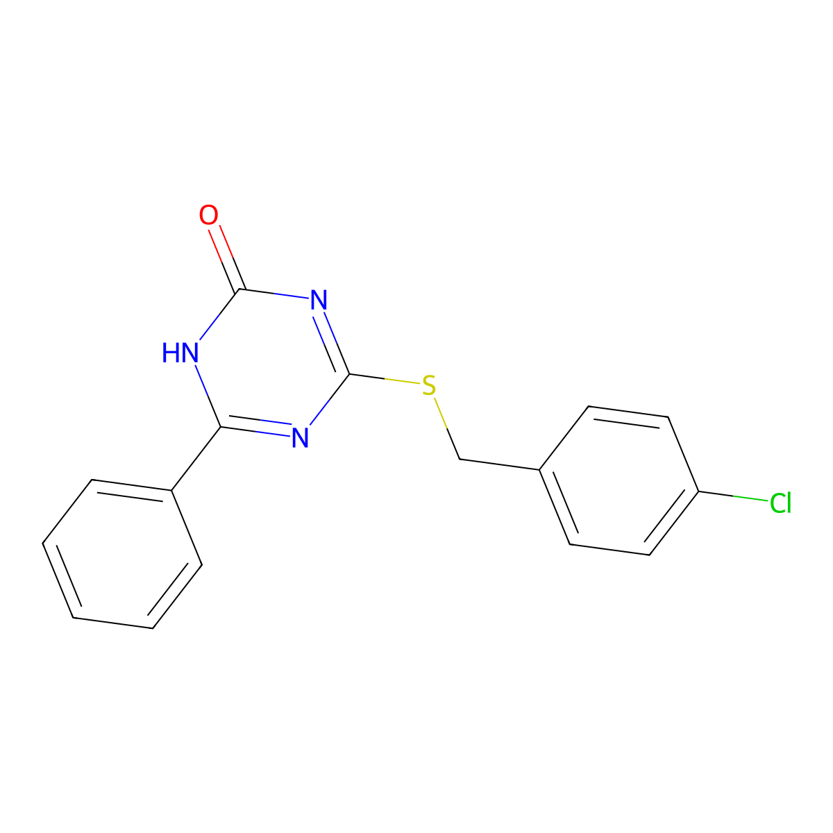 4-[(4-Chlorobenzyl)thio]-6-phenyl-1,3,5-triazin-2-ol molecular structure, CAS 652154-77-3