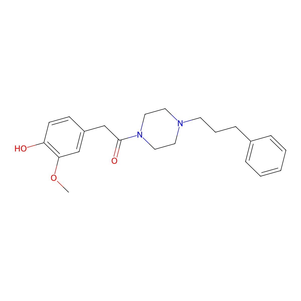 2-(4-Hydroxy-3-methoxyphenyl)-1-(4-(3-phenylpropyl)piperazin-1-yl)ethan-1-one molecular structure, CAS 652159-26-7