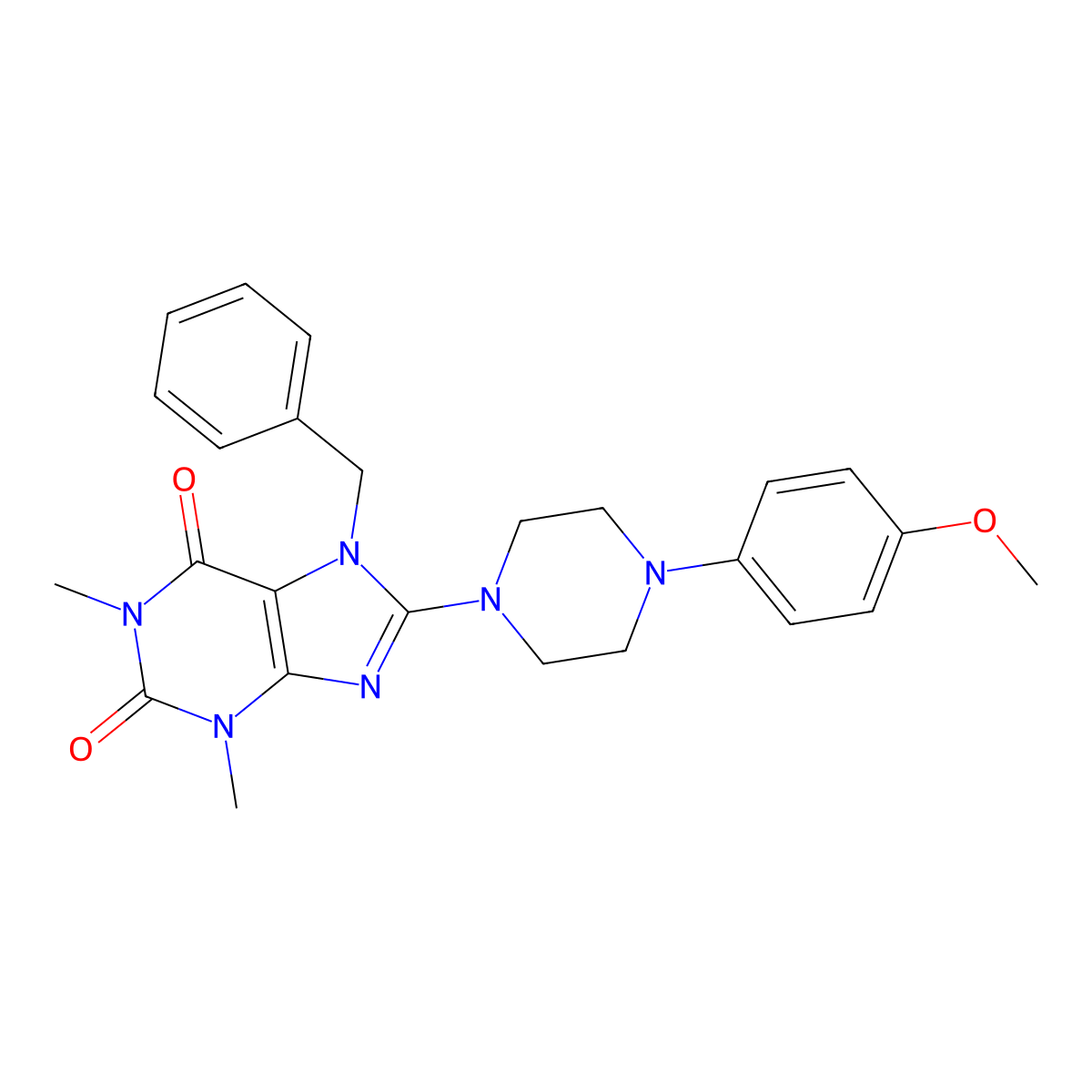 7-benzyl-8-[4-(4-methoxyphenyl)piperazin-1-yl]-1,3-dimethyl-3,7-dihydro-1H-purine-2,6-dione molecular structure, CAS 652166-14-8