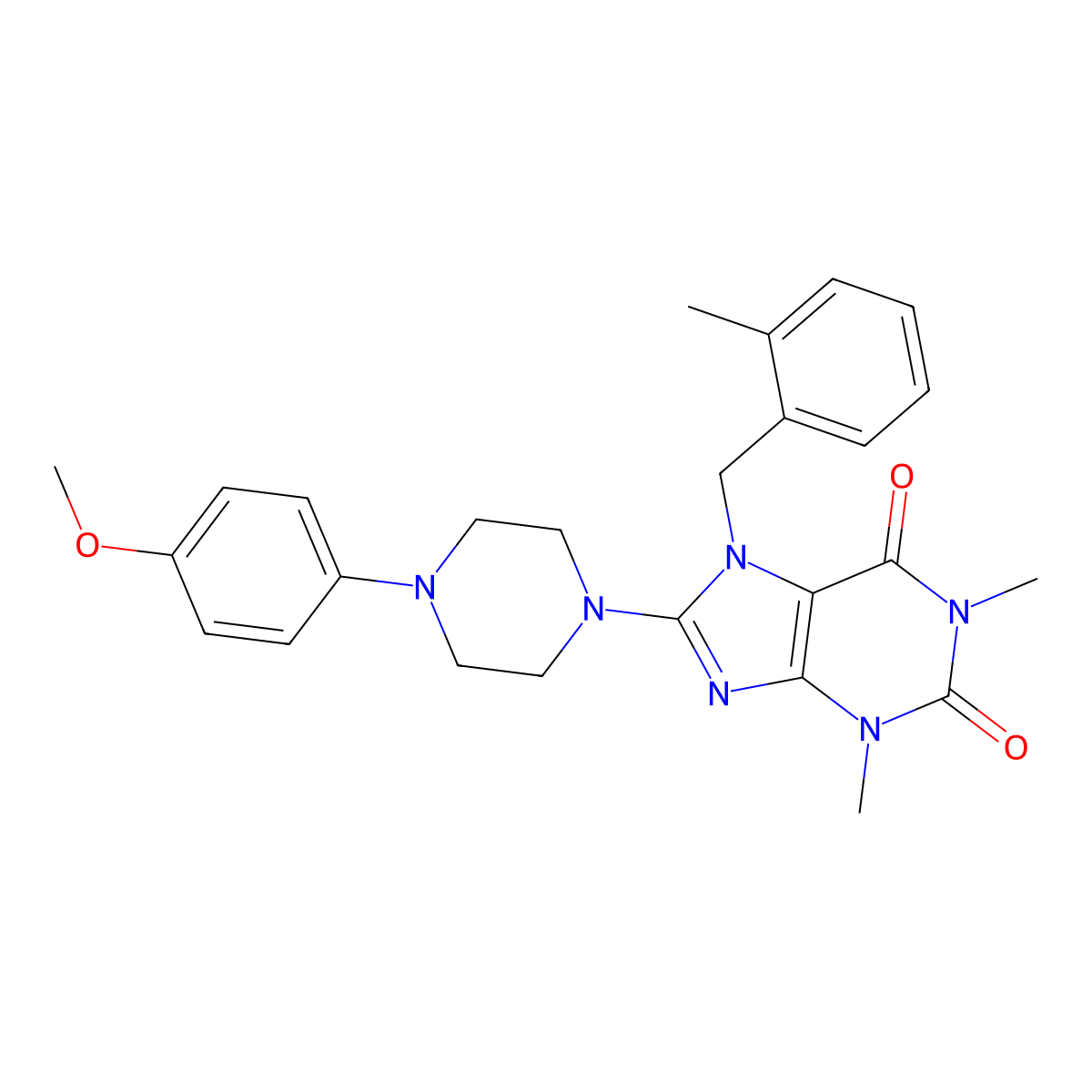 8-[4-(4-Methoxyphenyl)piperazin-1-yl]-1,3-dimethyl-7-[(2-methylphenyl)methyl]purine-2,6-dione molecular structure, CAS 652168-11-1