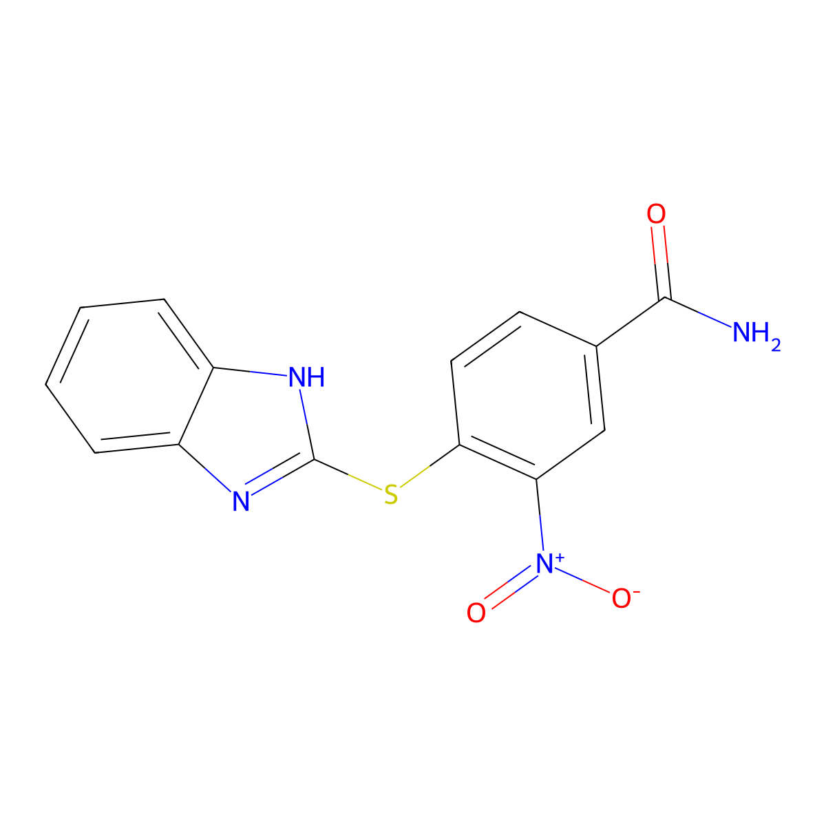 4-Benzimidazol-2-ylthio-3-nitrobenzamide molecular structure, CAS 6522-10-7