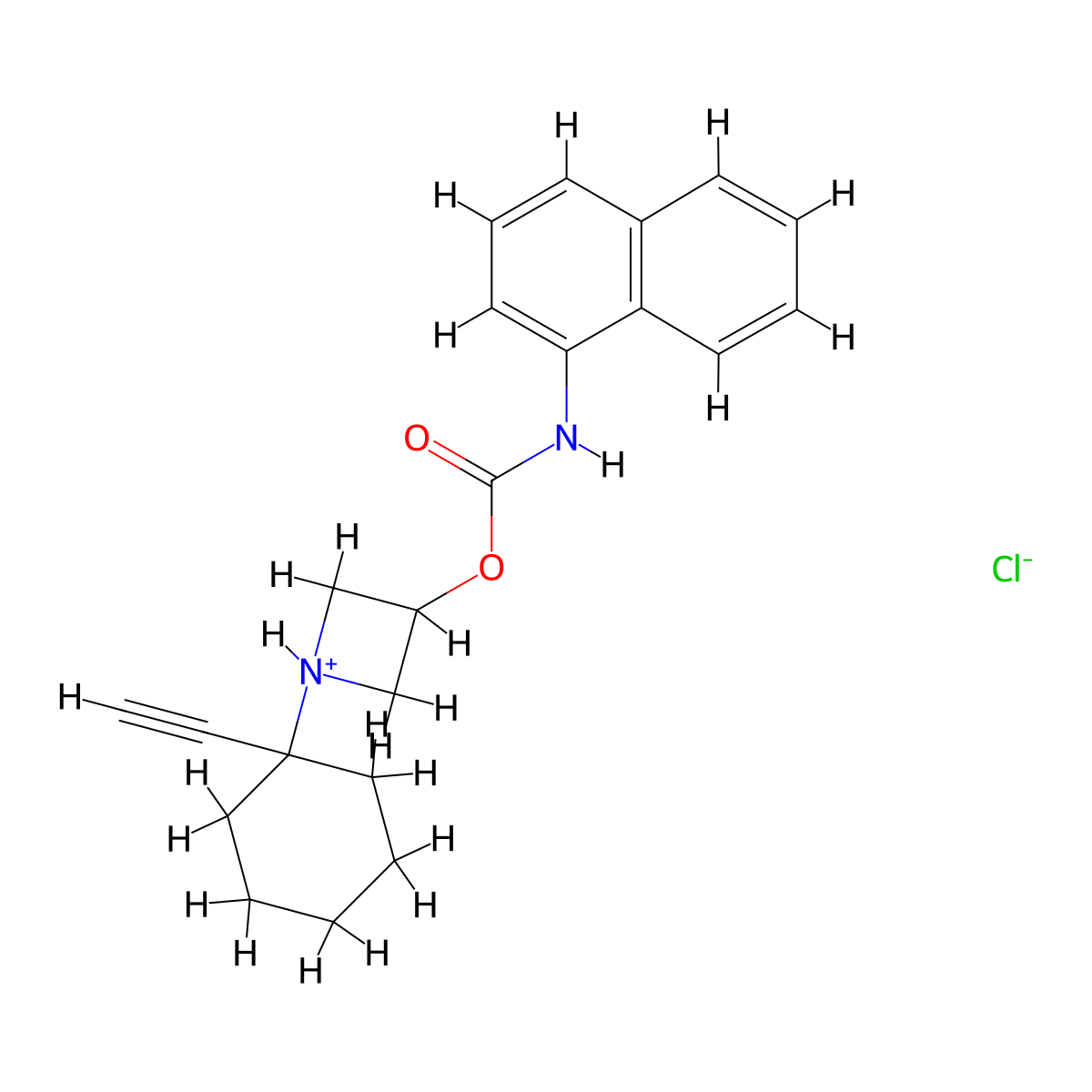 Carbamic acid, 1-naphthalenyl-, 1-(1-ethynylcyclohexyl)-3-azetidinyl ester, monohydrochloride molecular structure, CAS 65226-03-1