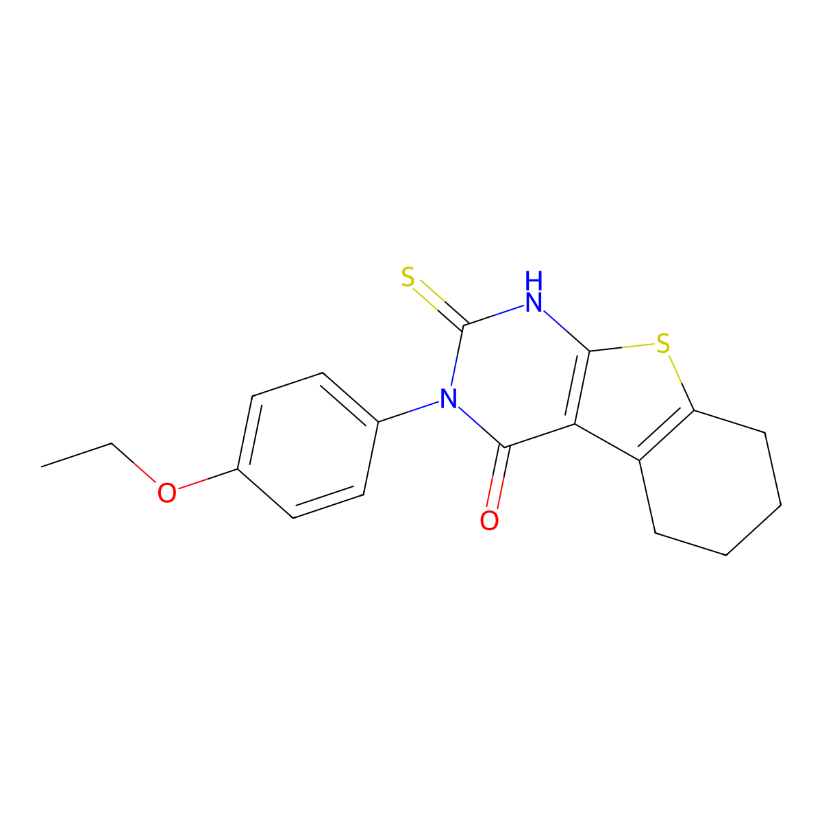 3-(4-ethoxyphenyl)-2-sulfanylidene-5,6,7,8-tetrahydro-1H-[1]benzothiolo[2,3-d]pyrimidin-4-one molecular structure, CAS 65234-03-9
