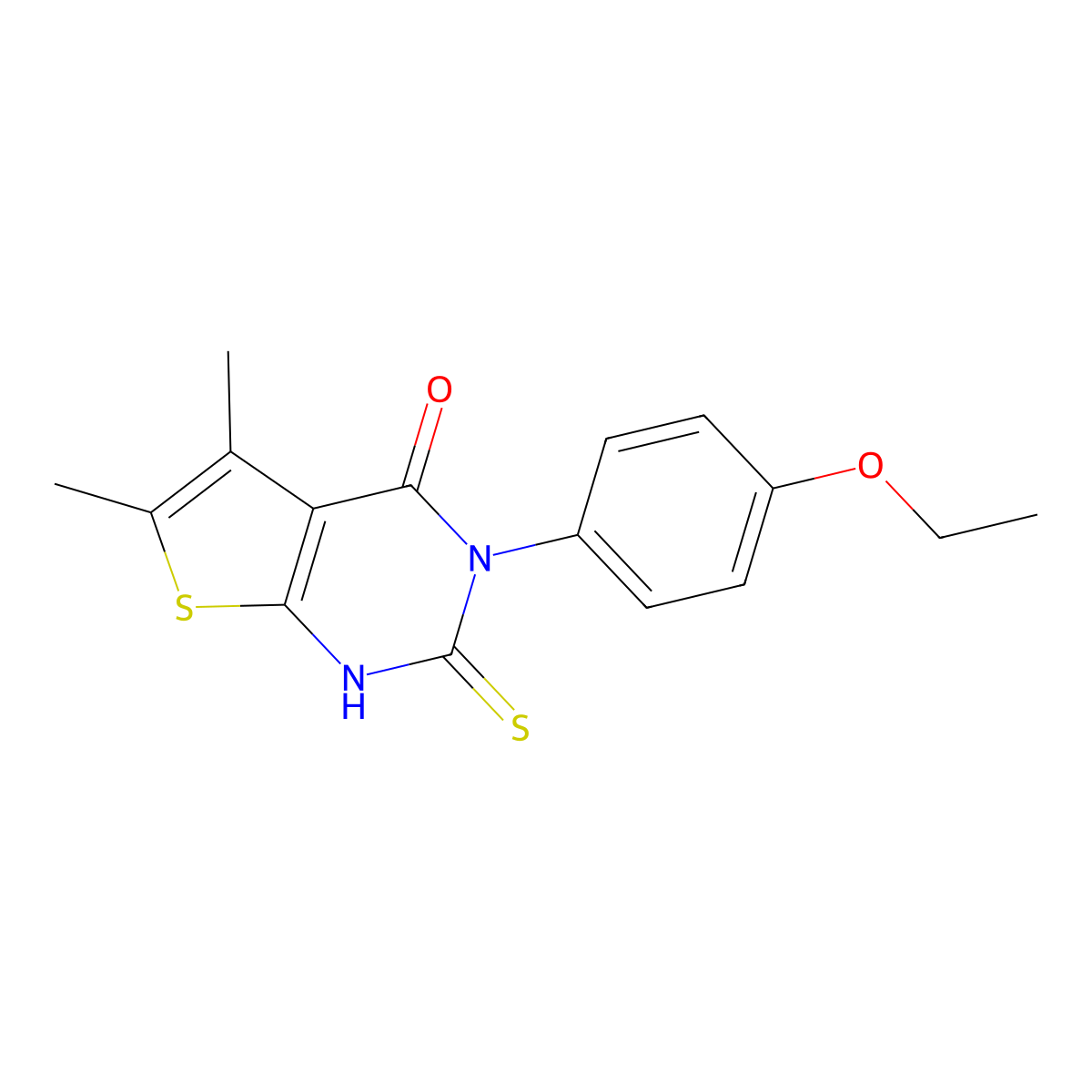 3-(4-ethoxyphenyl)-5,6-dimethyl-2-sulfanylthieno[2,3-d]pyrimidin-4(3H)-one molecular structure, CAS 65234-07-3