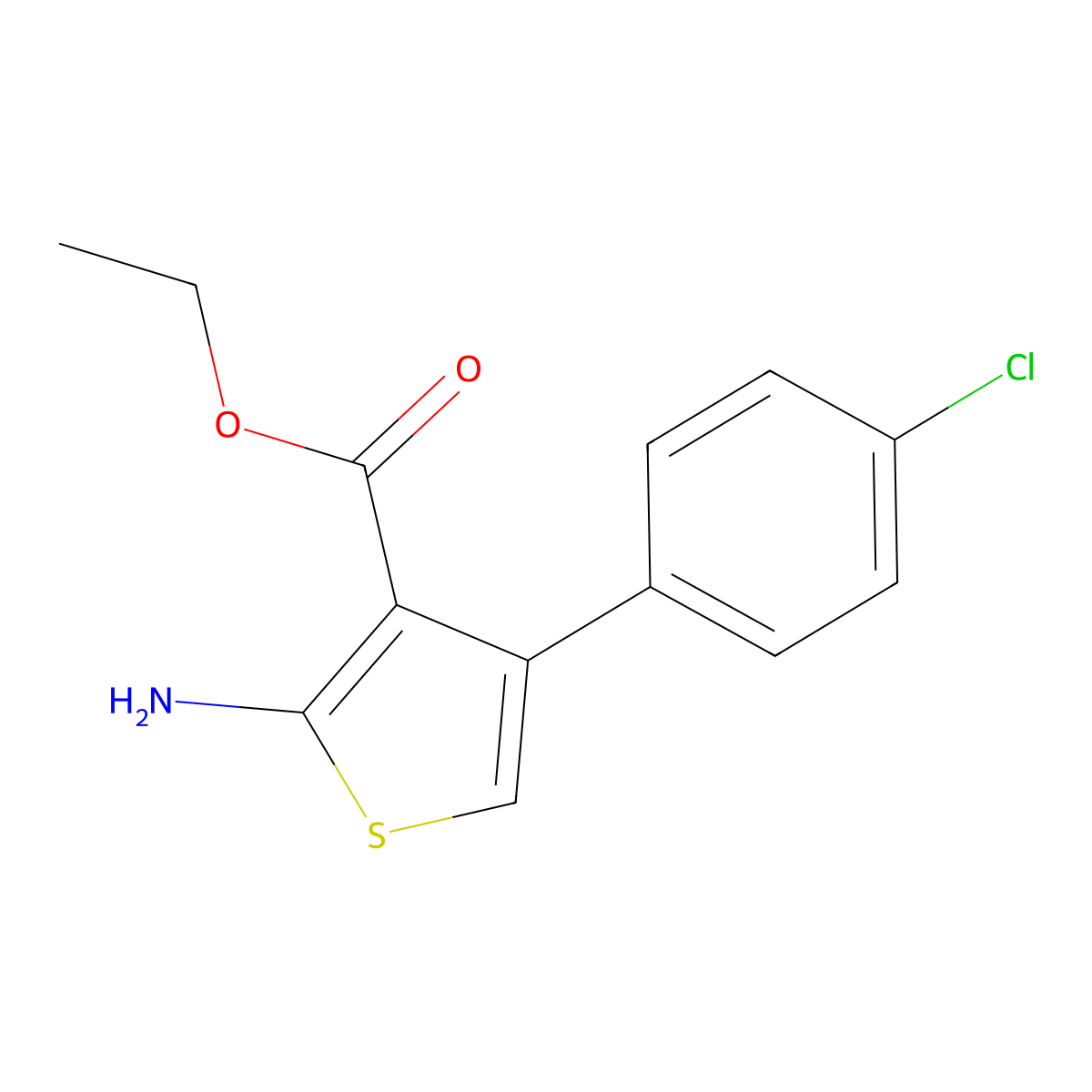 Ethyl 2-amino-4-(4-chlorophenyl)thiophene-3-carboxylate molecular structure, CAS 65234-09-5