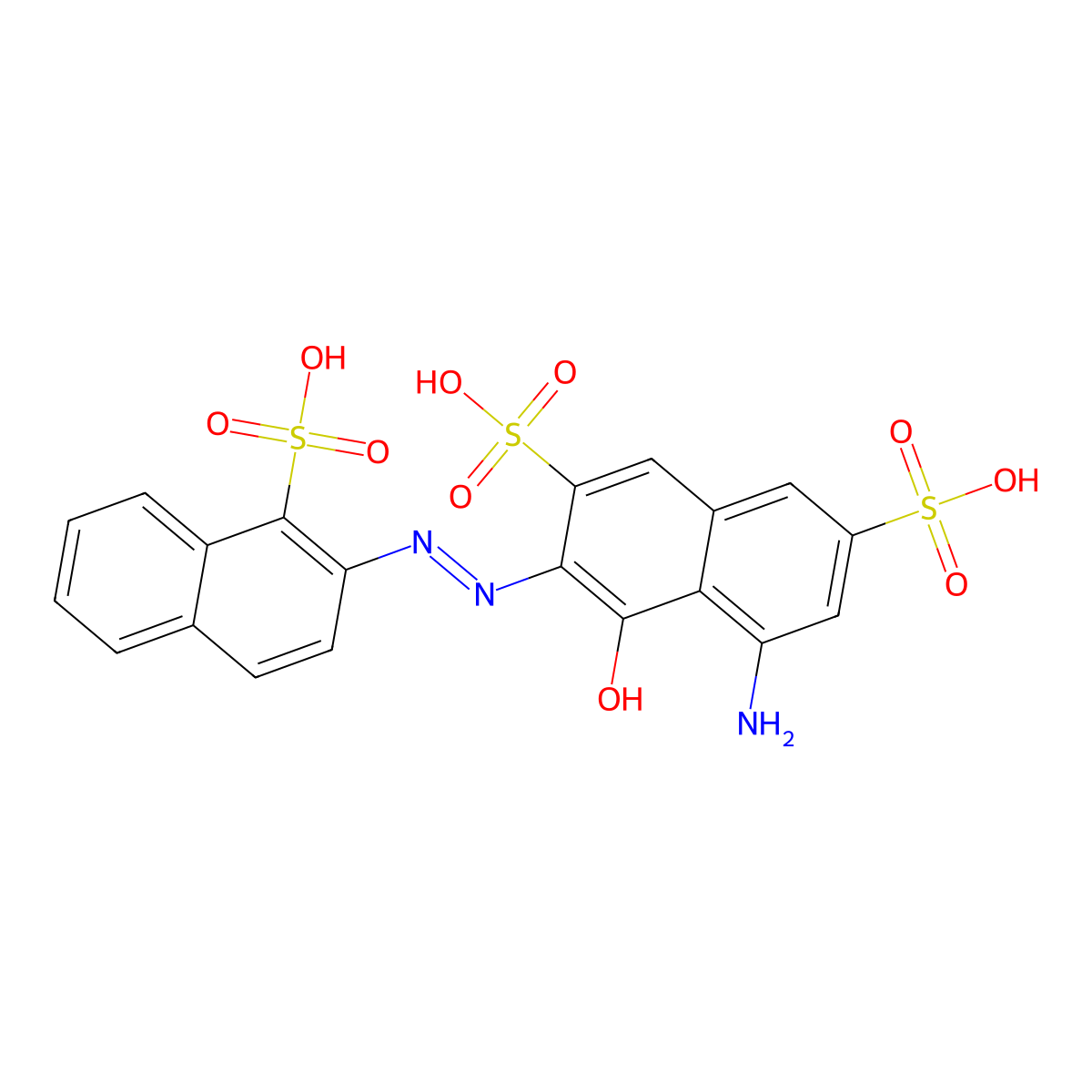 2,7-Naphthalenedisulfonic acid, 5-amino-4-hydroxy-3-(2-(1-sulfo-2-naphthalenyl)diazenyl)- molecular structure, CAS 65237-05-0